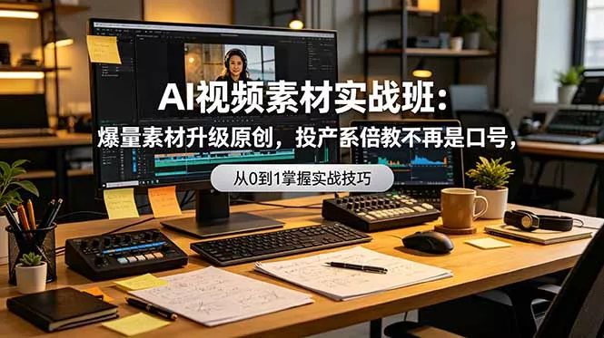 AI视频素材实战班：爆量素材升级原创，投产翻倍不再是口号，0-1系统教学实战落地