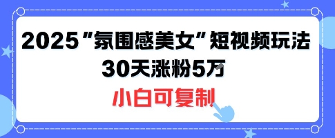 不露脸也能火！2025“氛围感美女”短视频玩法，30天涨粉5W小白可复制-羽哥创业课堂