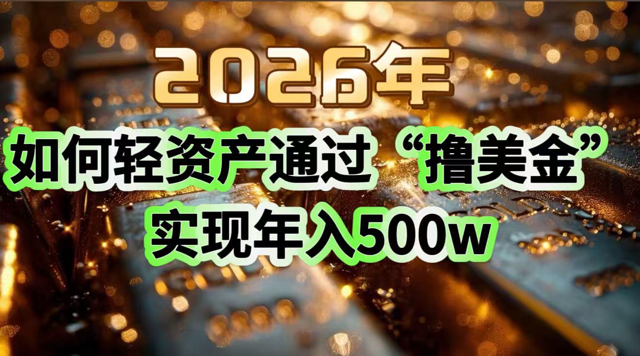 2026年如何轻资产通过“撸美金”实现年入500w-羽哥创业课堂