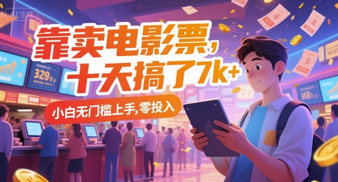 靠卖电影票,十天搞了7k+,小白无门槛上手,零投入【揭秘】-羽哥创业课堂