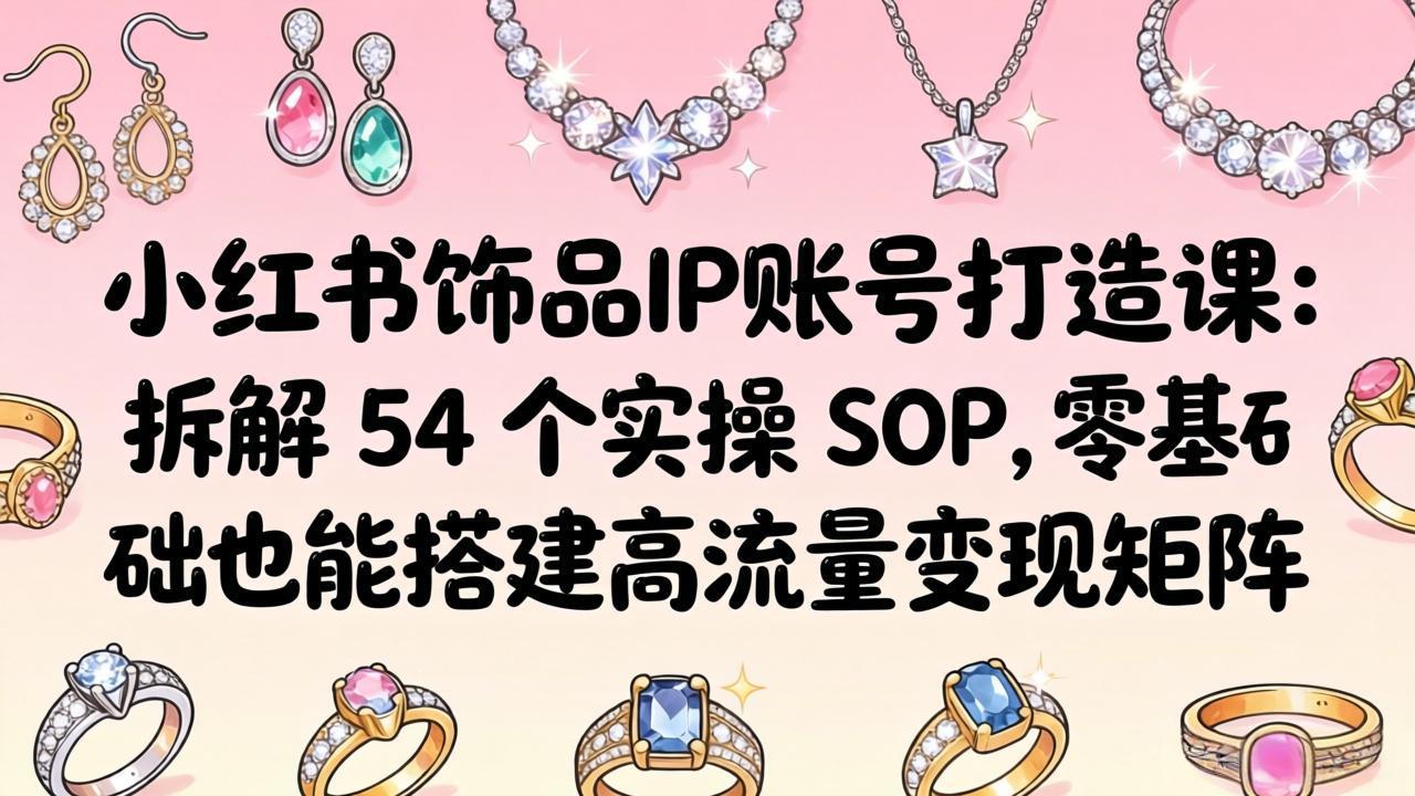 小红书饰品IP账号打造课：拆解 54 个实操 SOP，零基础也能搭建高流量变现矩阵-羽哥创业课堂