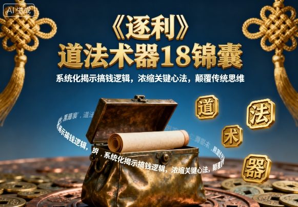 《逐利》道法术器18锦囊，系统化揭示搞钱逻辑，浓缩关键心法，颠覆传统思维-羽哥创业课堂