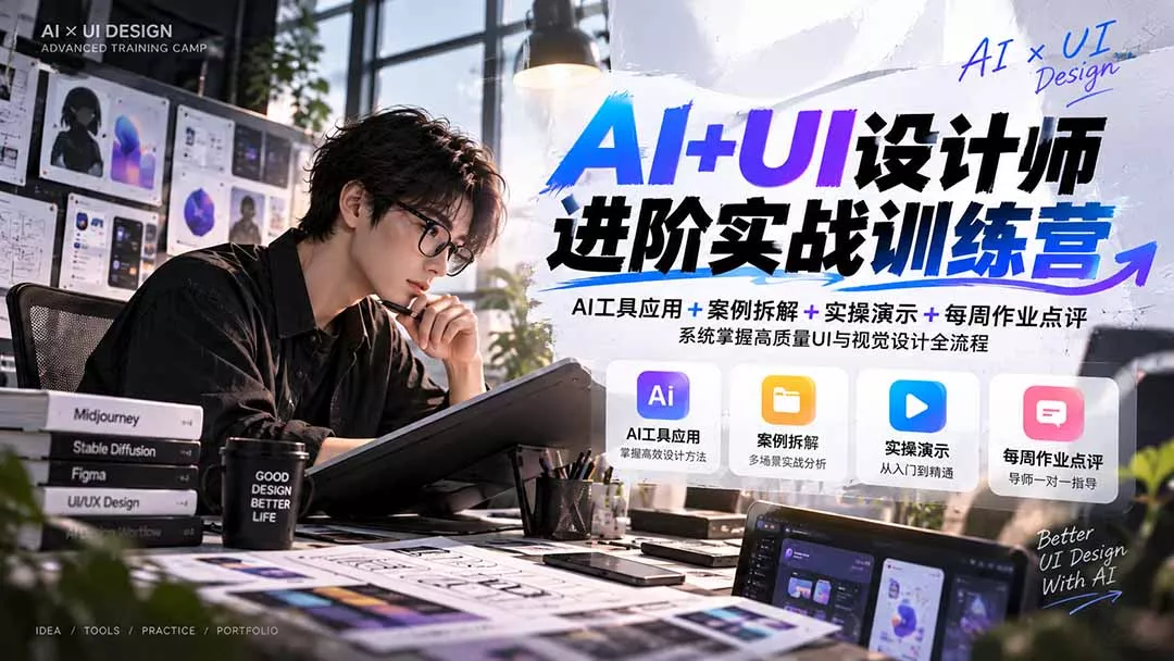 【无水印】AI+UI设计师进阶训练营-第4期:AI工具应用+案例拆解+实操演示+作业点评,掌握高质量UI与视觉设计全流程-羽哥创业课堂