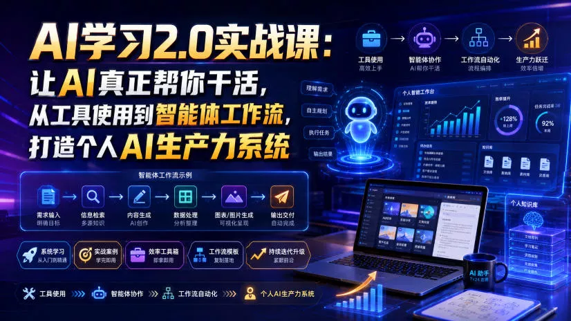 AI学习2.0实战课:让AI真正帮你干活,从工具使用到智能体工作流,打造个人AI生产力系统-羽哥创业课堂