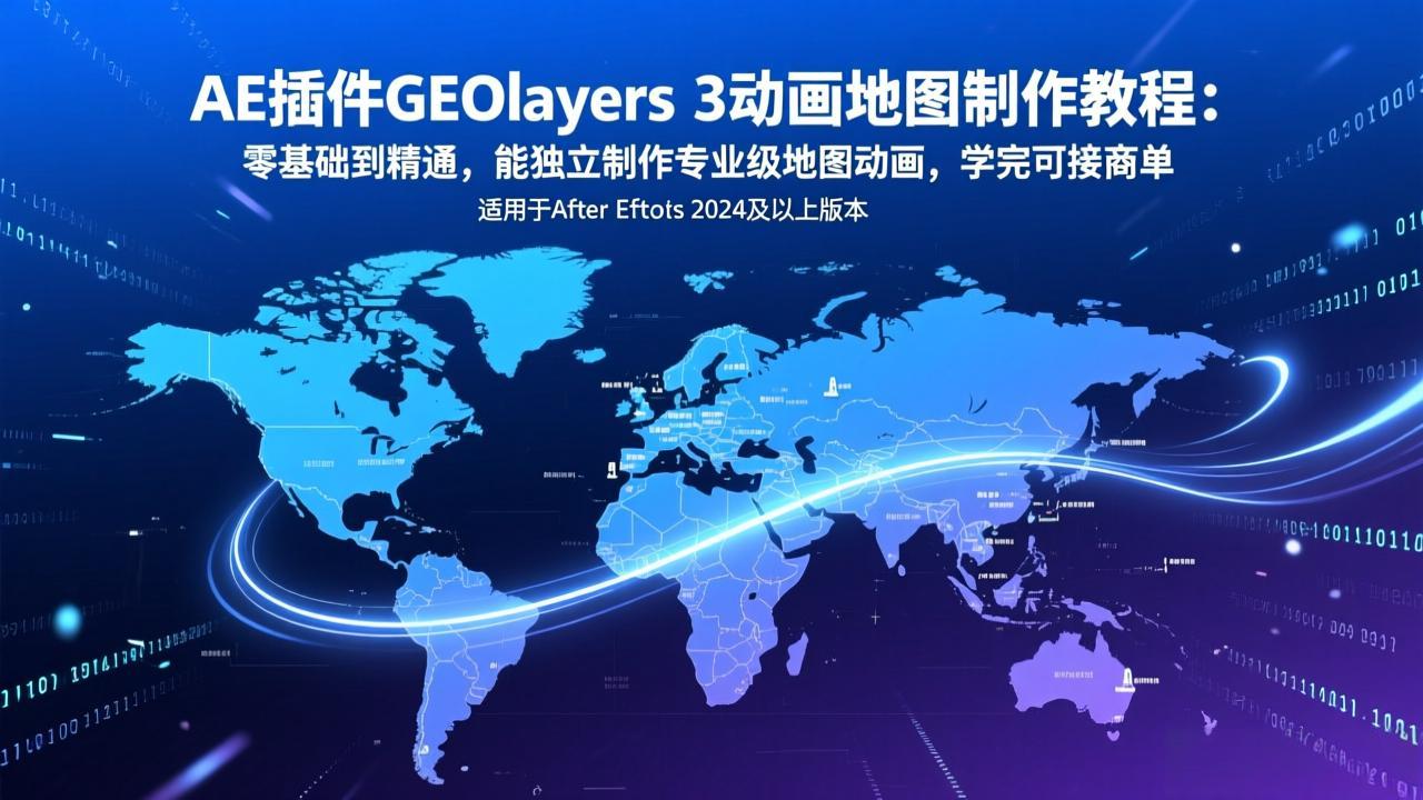 AE插件GEOlayers 3动画地图制作教程：零基础到精通，能独立制作专业级地图动画，学完可接商单-羽哥创业课堂