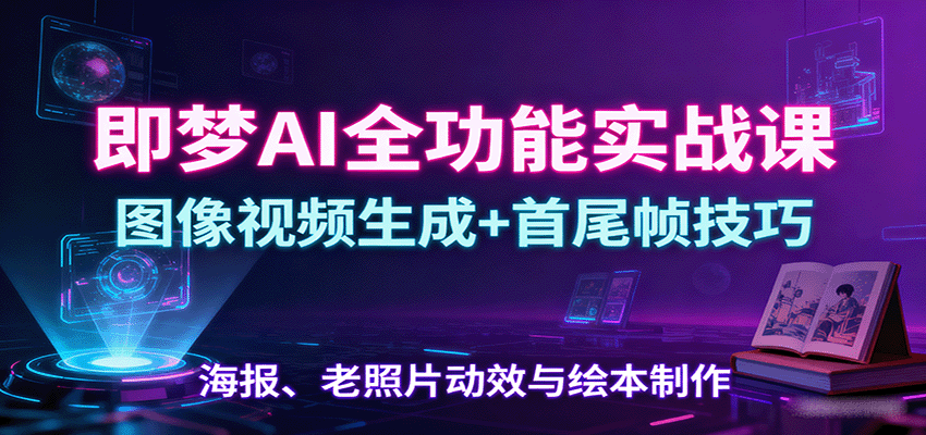 即梦AI全功能实战课：图像视频生成+首尾帧技巧，海报、老照片动效与绘本制作-羽哥创业课堂