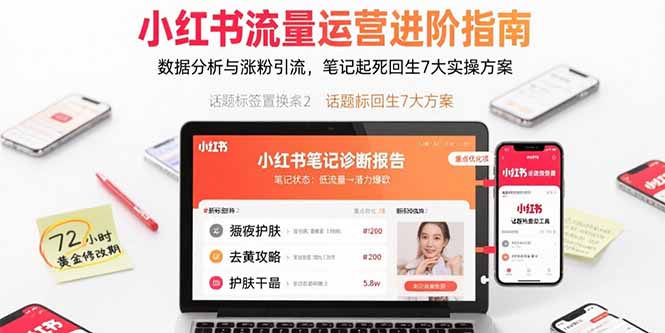 小红书流量运营进阶指南，数据分析与涨粉引流，笔记起死回生7大实操方案-羽哥创业课堂