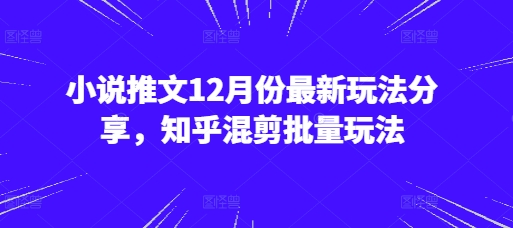 小说推文12月份最新玩法分享，知乎混剪批量玩法-羽哥创业课堂
