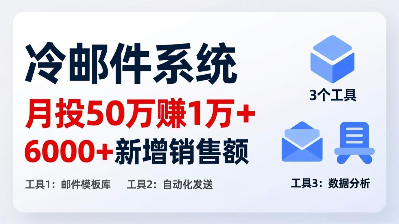 月投 50 刀赚 1 万 +！冷邮件系统：6000 + 新增销售额，靠 3 个工具轻松搞-羽哥创业课堂