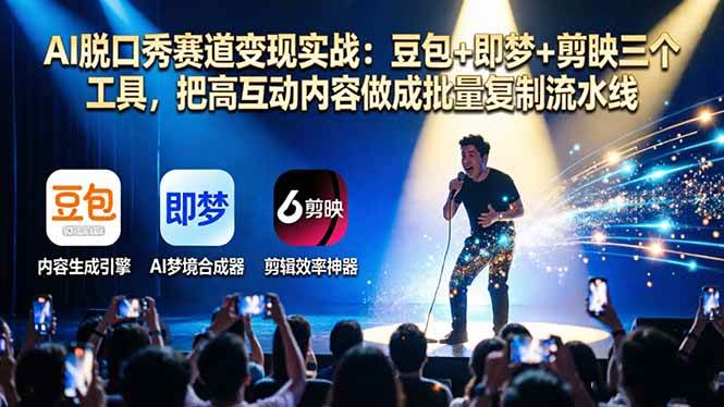 （17990期）AI脱口秀赛道变现实战：豆包+即梦+剪映三个工具，把高互动内容做成批量复制流水线-羽哥创业课堂