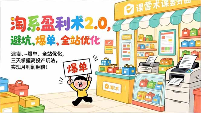淘系盈利术2.0，避坑、爆单、全站优化，三天掌握高投产玩法，实现月利润翻倍！-羽哥创业课堂