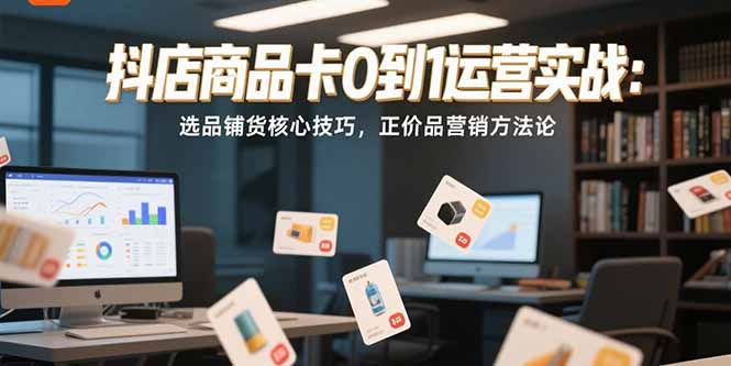 抖店商品卡0到1运营实战:选品铺货核心技巧,正价品营销方法论-羽哥创业课堂