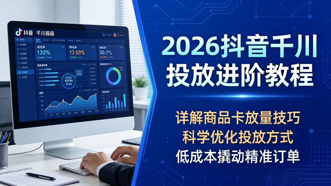 2026抖音千川投放进阶教程，详解商品卡放量技巧，科学优化投放方式，低成本撬动精准订单-羽哥创业课堂
