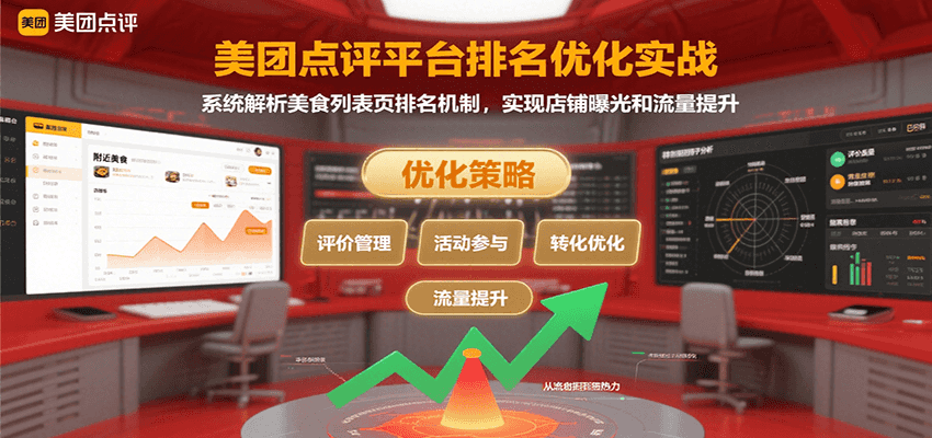 美团点评平台排名优化实战，系统解析美食列表页排名机制，实现店铺曝光和流量提升-羽哥创业课堂