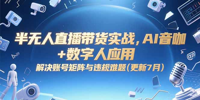 半无人直播带货实战，AI音咖+数字人应用 解决账号矩阵与违规难题(更新7月-羽哥创业课堂