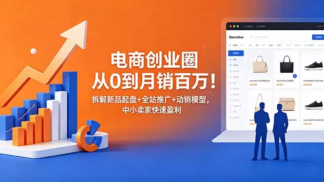 电商创业圈从0到月销百万!拆解新品起盘+全站推广+动销模型,中小卖家快速盈利-羽哥创业课堂