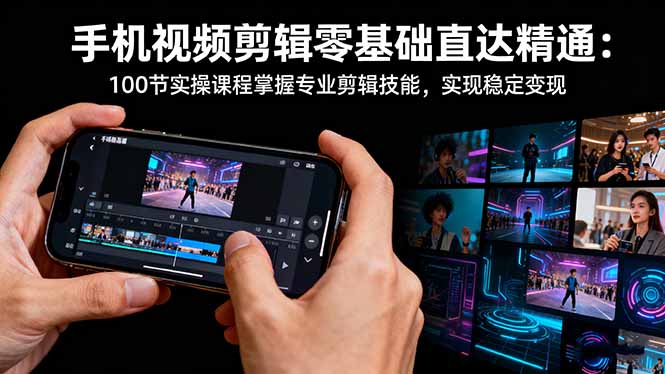 手机视频剪辑零基础直达精通:100节实操课程掌握专业剪辑技能,实现稳…-羽哥创业课堂