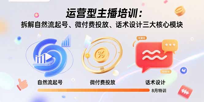 运营型主播培训:拆解自然流起号、微付费投放、话术设计三大核心模块-8月-羽哥创业课堂