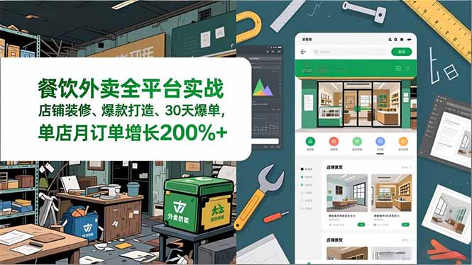 餐饮外卖全平台实战,店铺装修、爆款打造、30天爆单,手把手教学,单店月订单增长200%+-羽哥创业课堂