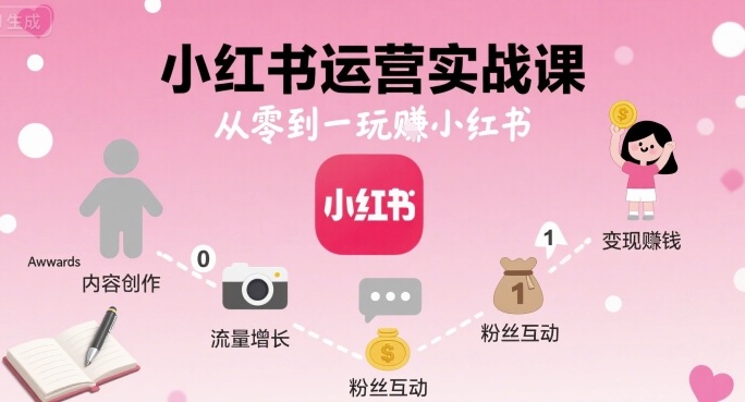 小红书运营实战课，从零到一玩賺小红书-羽哥创业课堂