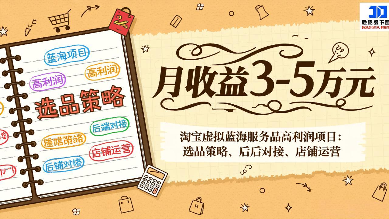 淘宝虚拟蓝海服务品高利润项目：选品策略、后端对接、店铺运营，月收益可达3-5万元-羽哥创业课堂