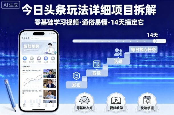 今日头条玩法详细项目拆解,零基础学习视频 通俗易懂 14天搞定它-羽哥创业课堂