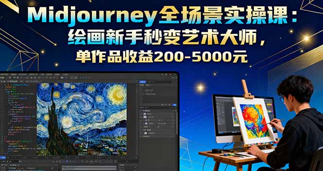 Midjourney全场景实操课:绘画新手秒变艺术大师,单作品收益200-5000元-羽哥创业课堂