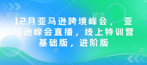 12月亚马逊跨境峰会， 亚马逊峰会直播，线上特训营基础版，进阶版-羽哥创业课堂