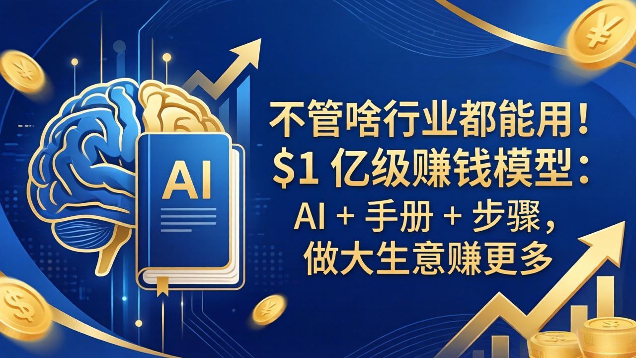 不管啥行业都能用！$1 亿级赚钱模型：AI + 手册 + 步骤，做大生意赚更多-羽哥创业课堂