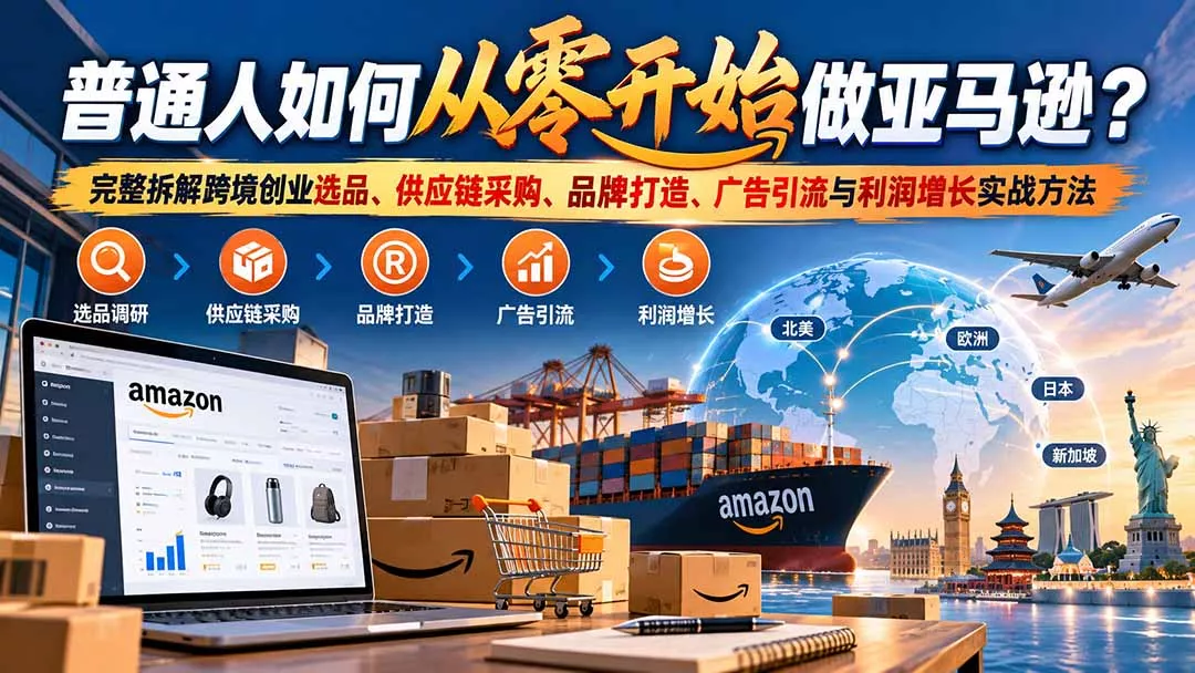 普通人如何从零开始做亚马逊?完整拆解跨境创业选品、供应链采购、品牌打造、广告引流与利润增长实战方法-羽哥创业课堂