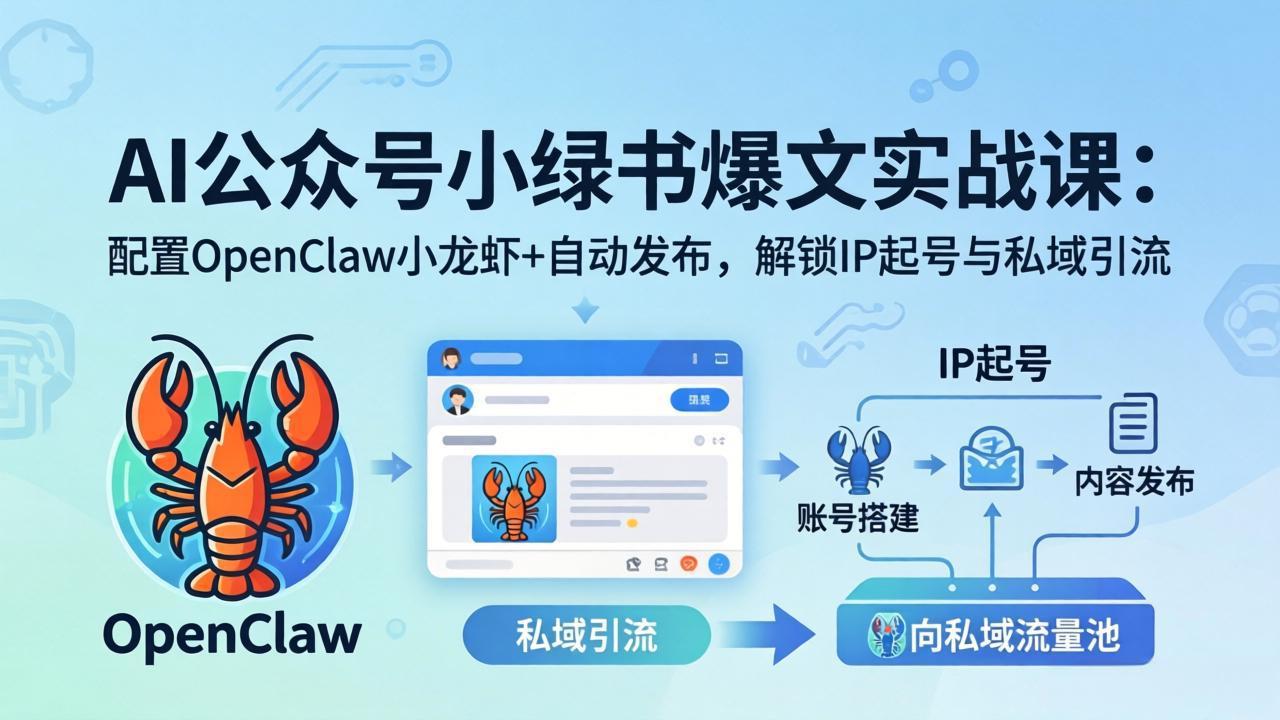 AI公众号小绿书变现实战课：小绿书爆文写作+OpenClaw自动发布，解锁IP起号与私域引流-羽哥创业课堂