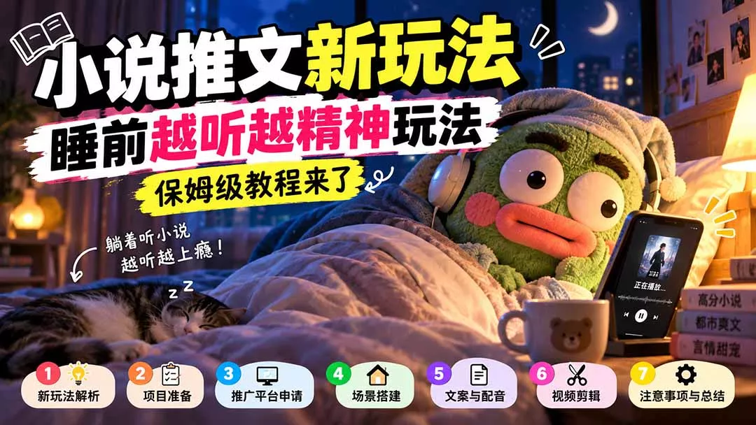 小说推文新玩法,睡前越听越精神玩法,保姆级教程来了-羽哥创业课堂