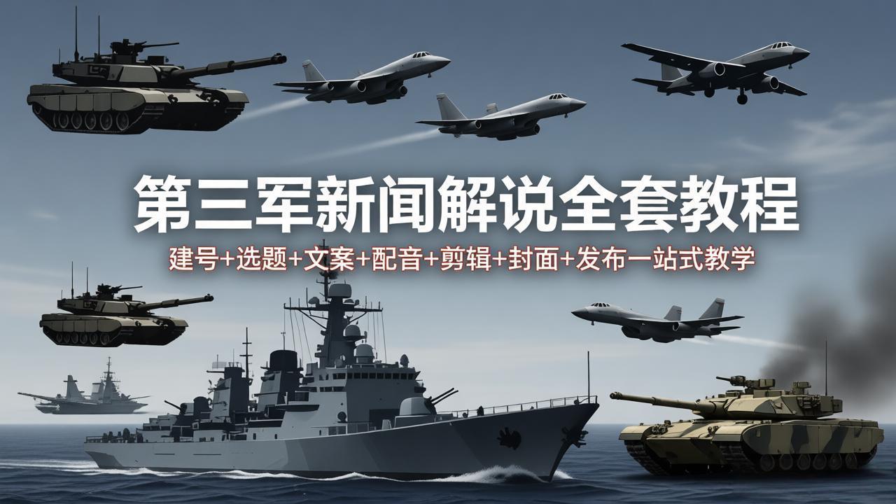 第三军迷新闻解说全套教程：建号+选题+文案+配音+剪辑+封面+发布一站式教学-羽哥创业课堂
