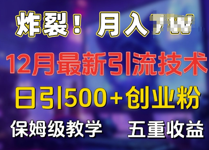 炸裂!揭秘12月最新日引流500+精准创业粉，多重收益保姆级教学-羽哥创业课堂