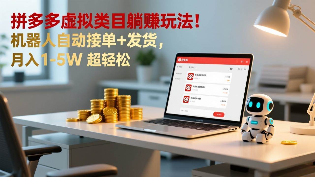 （17174期）多多虚拟类目躺赚玩法！机器人自动接单+发货，月入 1-5W 超轻松-羽哥创业课堂