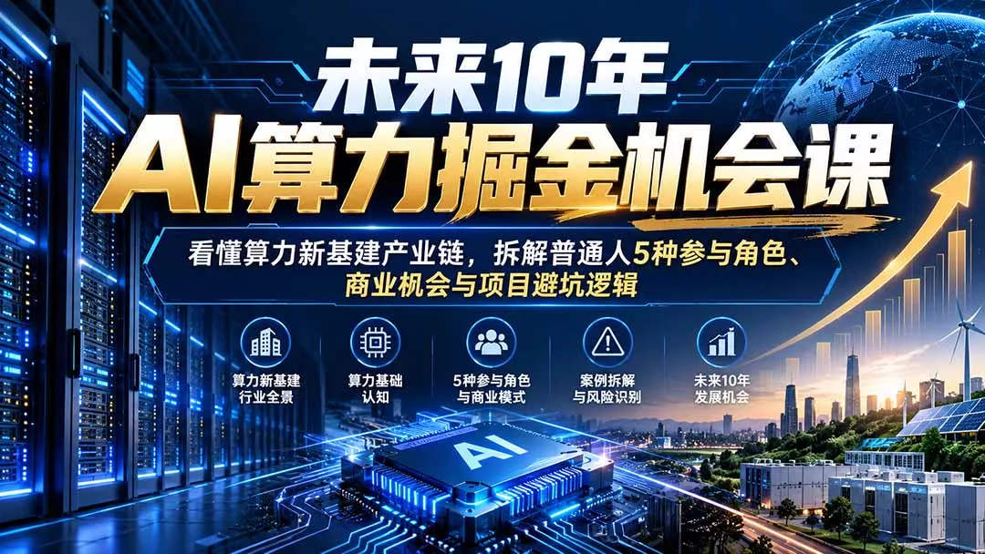 未来10年AI算力掘金机会课:看懂算力新基建产业链,拆解普通人5种参与角色、商业机会与项目避坑逻辑-羽哥创业课堂
