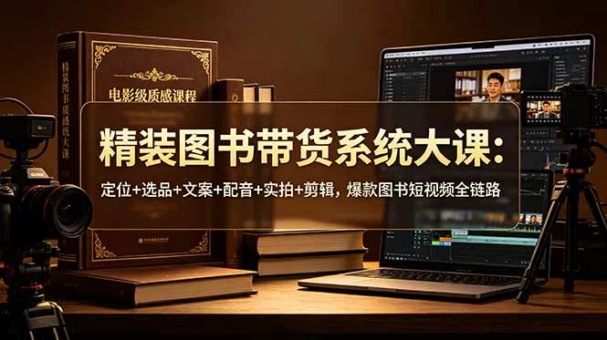 精装图书带货系统大课:定位+选品+文案+配音+实拍+剪辑,爆款图书短视频全链路-羽哥创业课堂