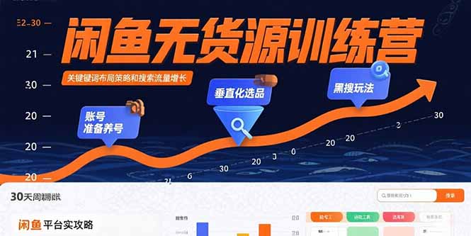 闲鱼无货源训练营：账号准备养号/垂直化选品/黑搜玩法，0基础30天盈利指南-羽哥创业课堂