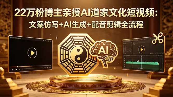 22万粉博主亲授AI道家文化短视频：文案仿写+AI生成+配音剪辑全流程-羽哥创业课堂