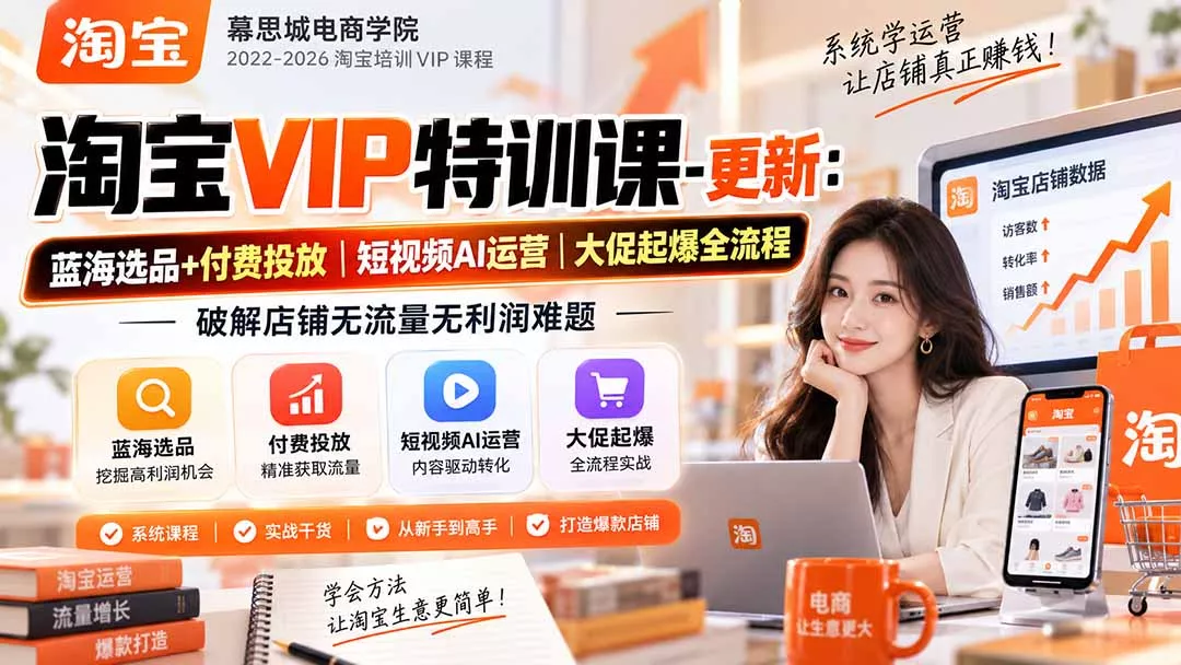 淘宝VIP特训课-更新0917:蓝海选品+付费投放|短视频AI运营|大促起爆全流程,破解店铺无流量无利润难题-羽哥创业课堂