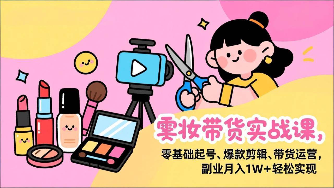 （17189期）美妆带货实战课，零基础起号、爆款剪辑、带货运营，副业月入1W+轻松实现-羽哥创业课堂