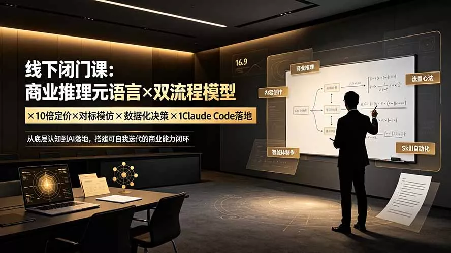 线下闭门课：商业推理元语言×双流程模型×10倍定价×对标模仿×数据化决策×Claude Code落地，击穿认知盲区-羽哥创业课堂