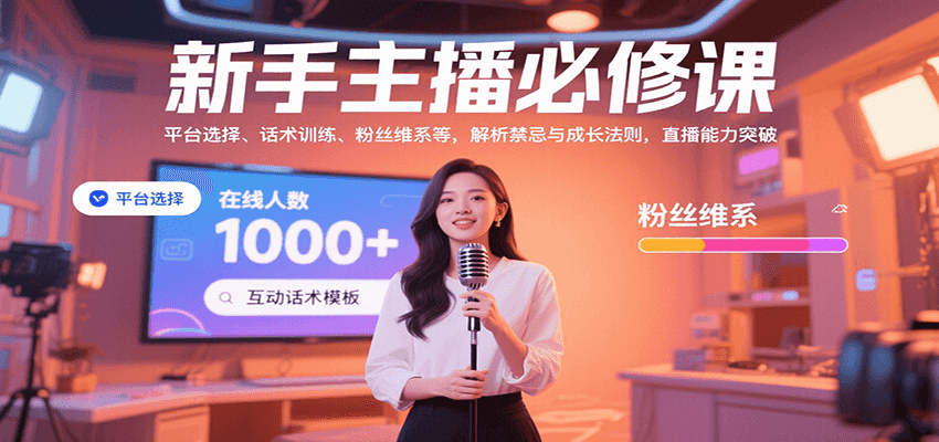 新手主播必修课：平台选择、话术训练、粉丝维系等，解析禁忌与成长法则，突破直播能力-羽哥创业课堂