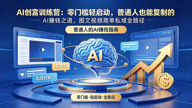 AI创富训练营:零门槛轻启动,普通人也能复制的AI赚钱之道,图文视频商单私域全路径-羽哥创业课堂