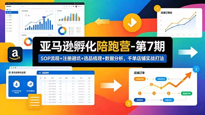 亚马逊孵化陪跑营-第7期：SOP流程+注册避坑+选品梳理+数据分析，千单店铺实战打法(更新0625-羽哥创业课堂