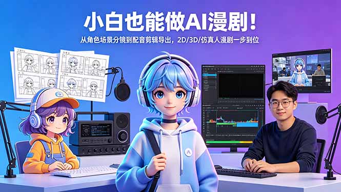 小白也能做AI漫剧！从角色场景分镜到配音剪辑导出，2D/3D/仿真人漫剧一步到位-羽哥创业课堂