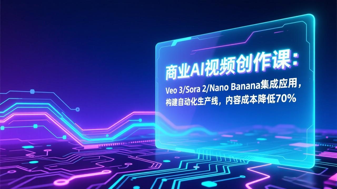 商业AI视频创作课:Veo 3/Sora 2/Nano Banana集成应用,构建自动化生产线,内容成本降低70%-羽哥创业课堂
