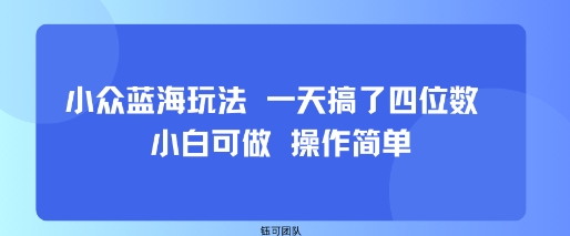 小众蓝海玩法 一天搞了四位数 小白可做 操作简单-羽哥创业课堂