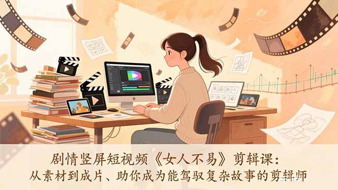 剧情竖屏短视频《女人不易》剪辑课：从素材到成片、助你成为能驾驭复杂故事的剪辑师-羽哥创业课堂