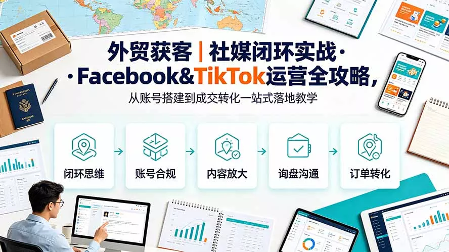 外贸获客｜社媒闭环实战·Facebook&TikTok运营全攻略，从账号搭建到成交转化一站式落地教学-羽哥创业课堂